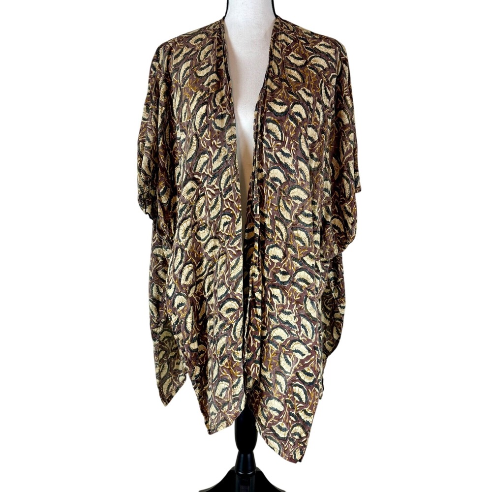 Maelu Short Kimono‎ Open Front Cover Up Duster Floral Print Bohemian One Size OS